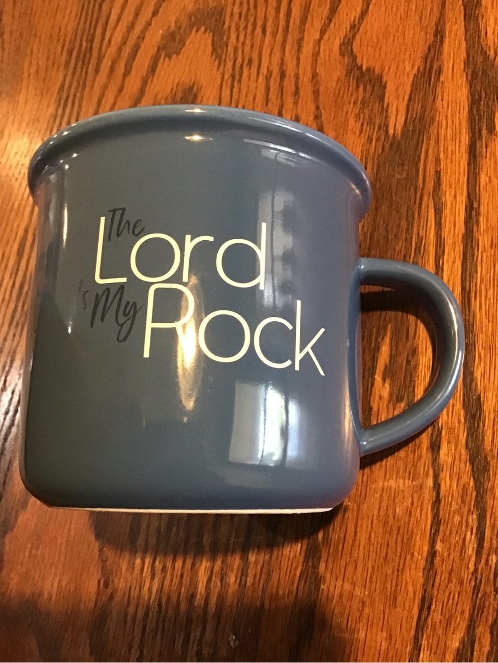 Blue Faith Message Ceramic Mug - 'The Lord is My Rock'
